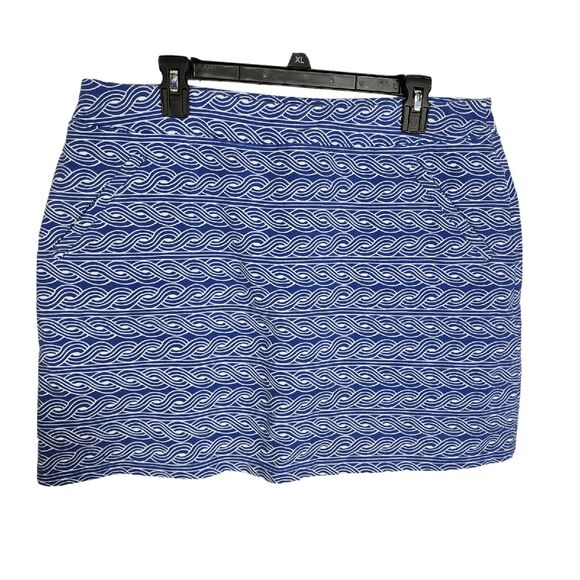 Talbots Petites Womens Skort Size XLP Blue White Geometric Pull On Pockets Knit - Picture 1 of 7